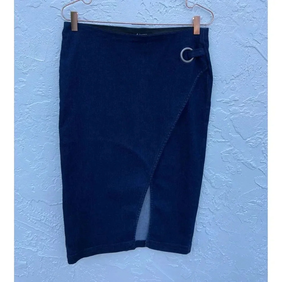D Jeans Womens Flat Front Asymmetrical Jean Skirt Blue Sz 8 - Picture 15 of 16